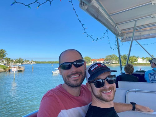 Matt and Casey on a boat